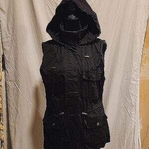 Love tree cotton long line hooded vest size large